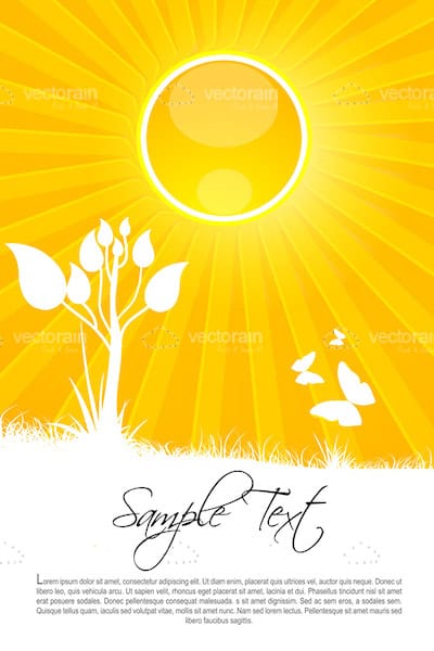 Bright Yellow Sunshine Card Background with Sample Text